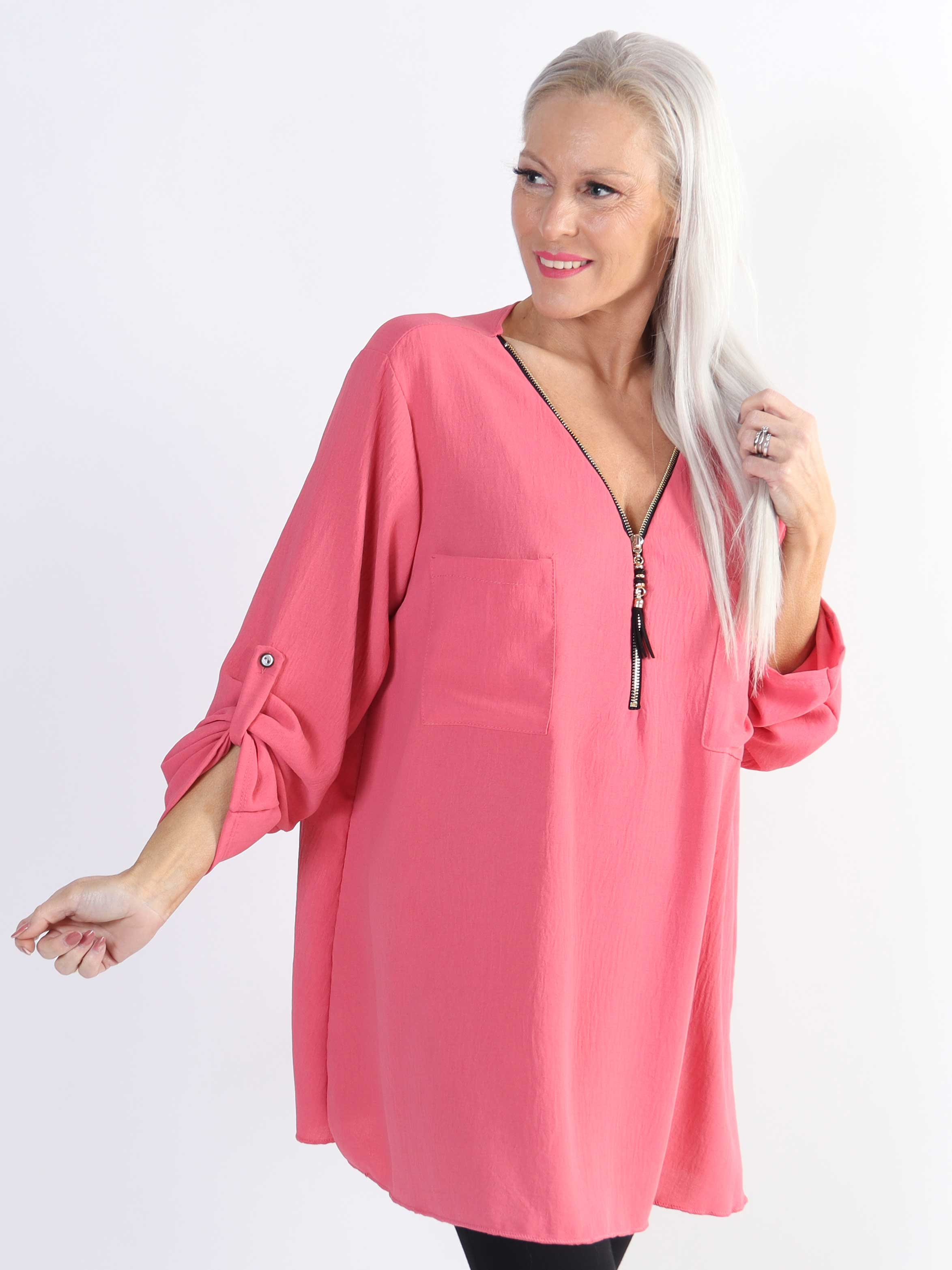 Claudia - Basic tunika med dragkedja i plus size